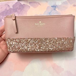 Kate Spade Blush and Glitter Makeup Bag